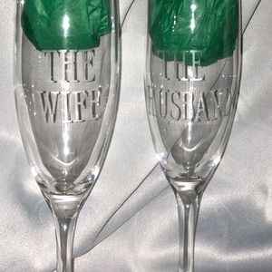 Etched glass wine glasses